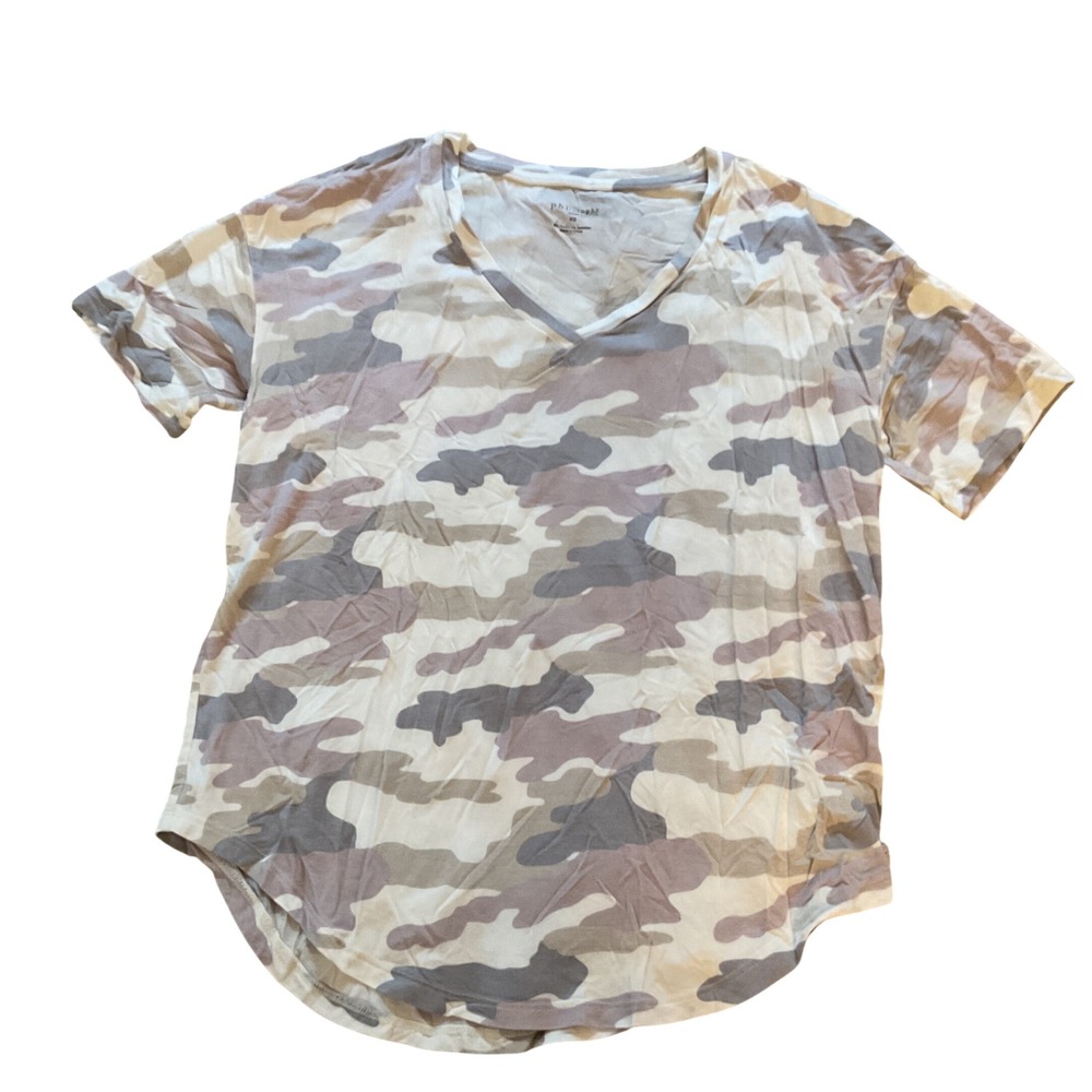 Philosophy Republic Clothing Womens Camo V-Neck Short Sleeve Tee XS Grey Tan